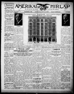 The front page of Amerikai Magyar hirlap = American Magyar journal, Youngstown, Ohio, October 28, 1926