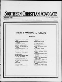 The front page of Southern Christian advocate, Charleston, S.C., November 4, 1926