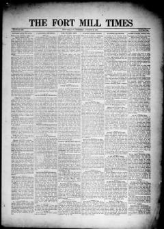 The front page of Fort Mill times, Fort Mill, S.C., October 28, 1926