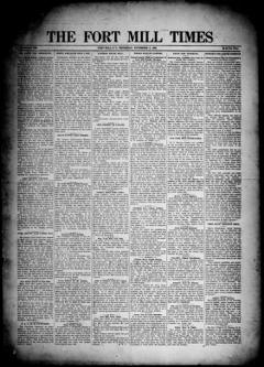 The front page of Fort Mill times, Fort Mill, S.C., November 4, 1926