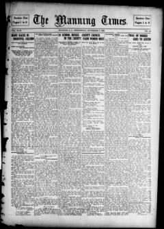 The front page of The Manning times, Manning, Clarendon County, S.C., November 3, 1926