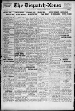 The front page of The dispatch-news, Lexington, S.C., October 20, 1926