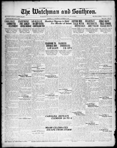 The front page of The watchman and southron, Sumter, S.C., October 23, 1926