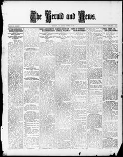 The front page of The herald and news, Newberry S.C., October 12, 1926