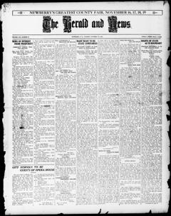 The front page of The herald and news, Newberry S.C., October 19, 1926