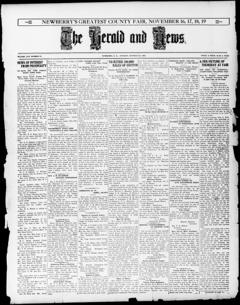 The front page of The herald and news, Newberry S.C., October 26, 1926
