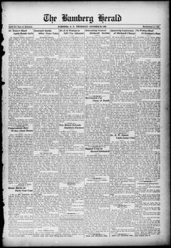 The front page of The Bamberg herald, Bamberg, S.C., October 28, 1926