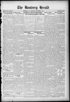 The front page of The Bamberg herald, Bamberg, S.C., November 4, 1926