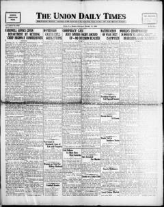The front page of The Union daily times, Union, S.C., October 11, 1926