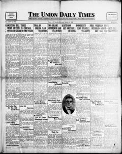 The front page of The Union daily times, Union, S.C., October 12, 1926