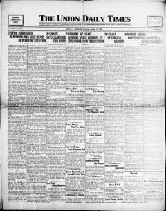 The front page of The Union daily times, Union, S.C., October 13, 1926