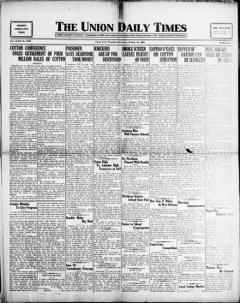 The front page of The Union daily times, Union, S.C., October 14, 1926