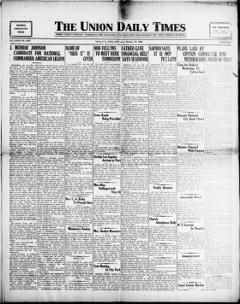 The front page of The Union daily times, Union, S.C., October 15, 1926