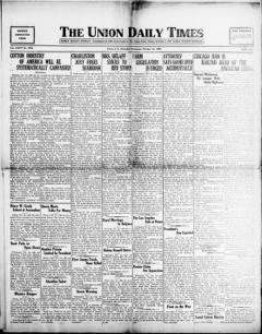 The front page of The Union daily times, Union, S.C., October 16, 1926