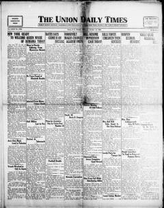 The front page of The Union daily times, Union, S.C., October 18, 1926