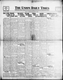 The front page of The Union daily times, Union, S.C., October 19, 1926