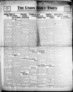 The front page of The Union daily times, Union, S.C., October 20, 1926