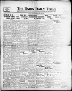 The front page of The Union daily times, Union, S.C., October 21, 1926