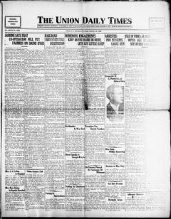 The front page of The Union daily times, Union, S.C., October 23, 1926