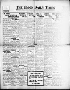 The front page of The Union daily times, Union, S.C., October 28, 1926