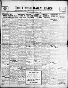 The front page of The Union daily times, Union, S.C., October 30, 1926