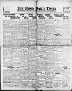 The front page of The Union daily times, Union, S.C., November 1, 1926