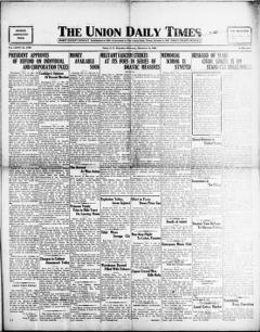 The front page of The Union daily times, Union, S.C., November 6, 1926