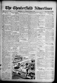 The front page of The Chesterfield advertiser, Chesterfield C.H., S.C., October 14, 1926