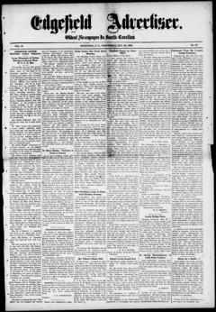 The front page of Edgefield advertiser, Edgefield, S.C., October 20, 1926