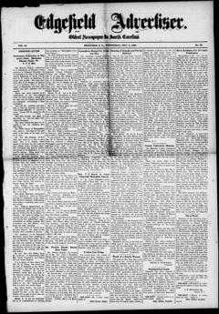 The front page of Edgefield advertiser, Edgefield, S.C., November 3, 1926