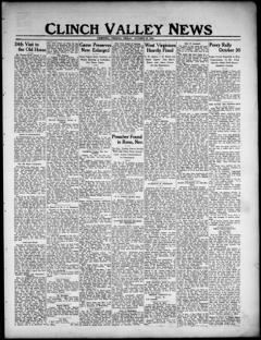 The front page of Clinch Valley news, Jeffersonville, Va., October 22, 1926