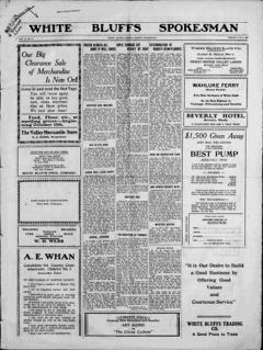 The front page of White Bluffs spokesman, White Bluffs, Wash., October 15, 1926