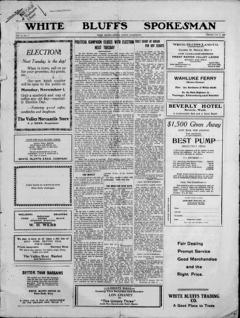 The front page of White Bluffs spokesman, White Bluffs, Wash., October 29, 1926