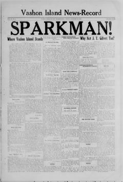 The front page of Vashon Island news-record, Vashon, Wash., October 29, 1926