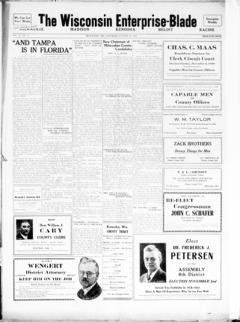 The front page of The Wisconsin enterprise-blade, Milwaukee, Wis., October 23, 1926