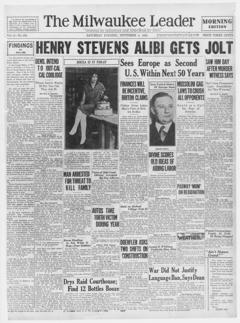 The front page of The Milwaukee leader, Milwaukee, Wis., November 6, 1926