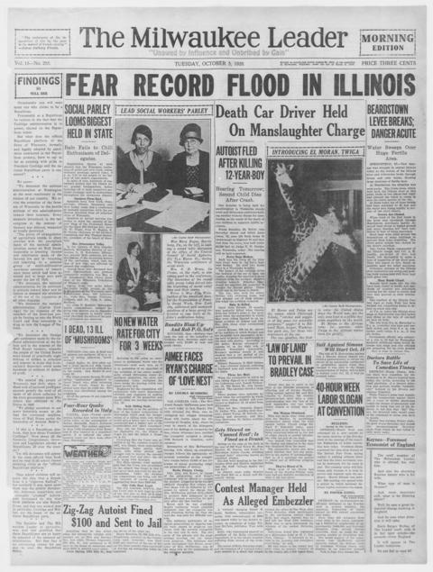 The front page of The Milwaukee leader, Milwaukee, Wis., October 5, 1926