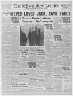 The front page of The Milwaukee leader, Milwaukee, Wis., October 14, 1926