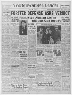 The front page of The Milwaukee leader, Milwaukee, Wis., October 16, 1926