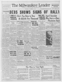 The front page of The Milwaukee leader, Milwaukee, Wis., October 21, 1926