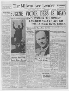 The front page of The Milwaukee leader, Milwaukee, Wis., October 22, 1926