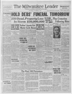 The front page of The Milwaukee leader, Milwaukee, Wis., October 23, 1926