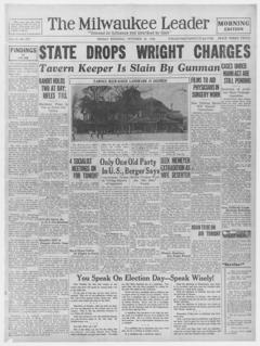 The front page of The Milwaukee leader, Milwaukee, Wis., October 29, 1926