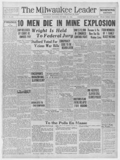 The front page of The Milwaukee leader, Milwaukee, Wis., October 30, 1926