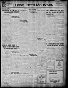 The front page of The Elkins inter-mountain, Elkins, W. Va., October 11, 1926