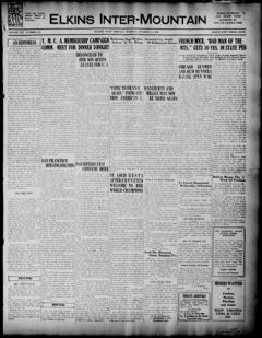 The front page of The Elkins inter-mountain, Elkins, W. Va., October 12, 1926