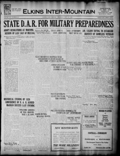 The front page of The Elkins inter-mountain, Elkins, W. Va., October 14, 1926