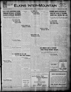 The front page of The Elkins inter-mountain, Elkins, W. Va., October 15, 1926