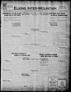 The front page of The Elkins inter-mountain, Elkins, W. Va., October 19, 1926