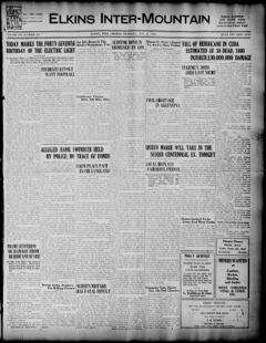 The front page of The Elkins inter-mountain, Elkins, W. Va., October 21, 1926
